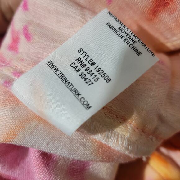 Trina Turk Tour Guide Jeans Pink Orange Tie Dye High Waist Straight Pant Size 2 - Picture 12 of 16